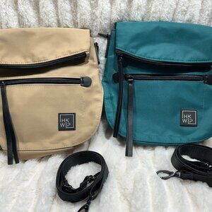 Ihkwip The Foldover Saddle Crossbody Bag in Autumn Teal and/or Almond
